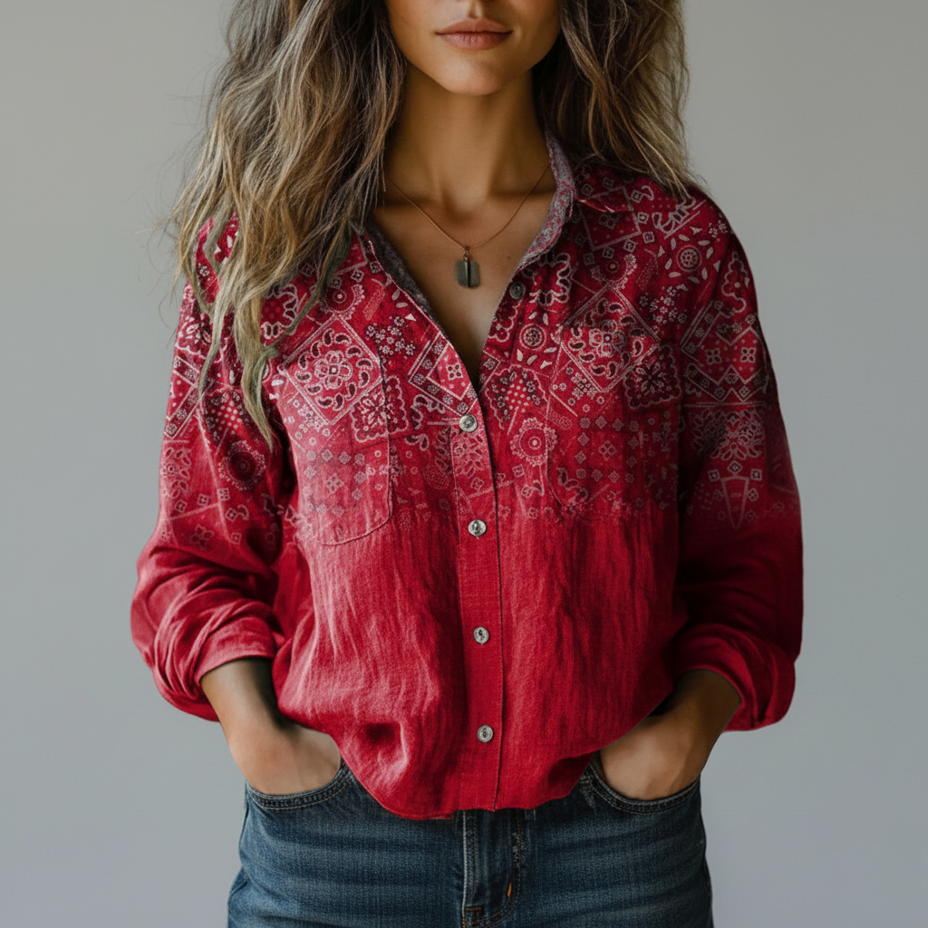 Women’s Printed Blouse | Long Sleeve