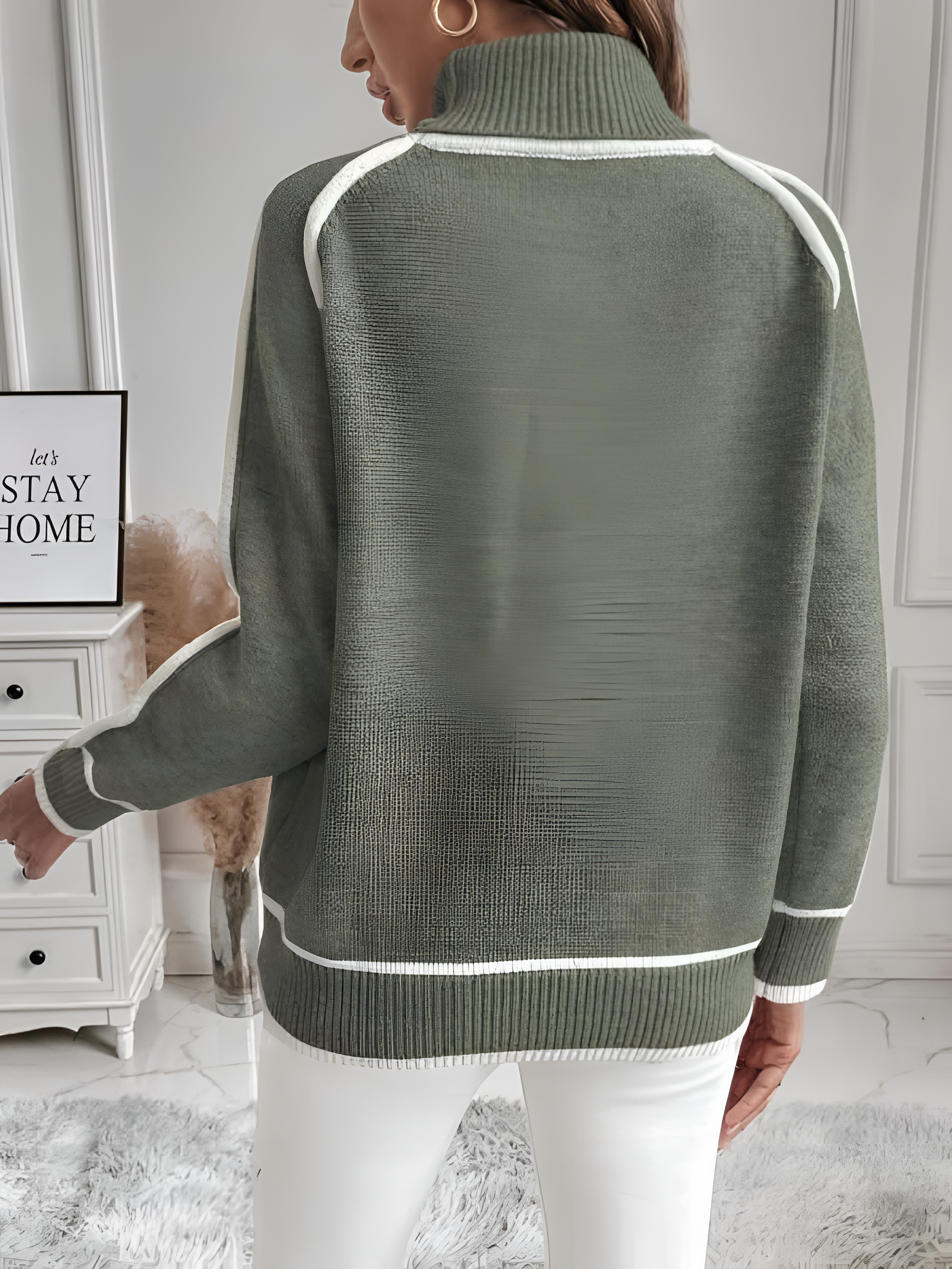 Turtleneck Jumper | Women's Winter Contrast Trim