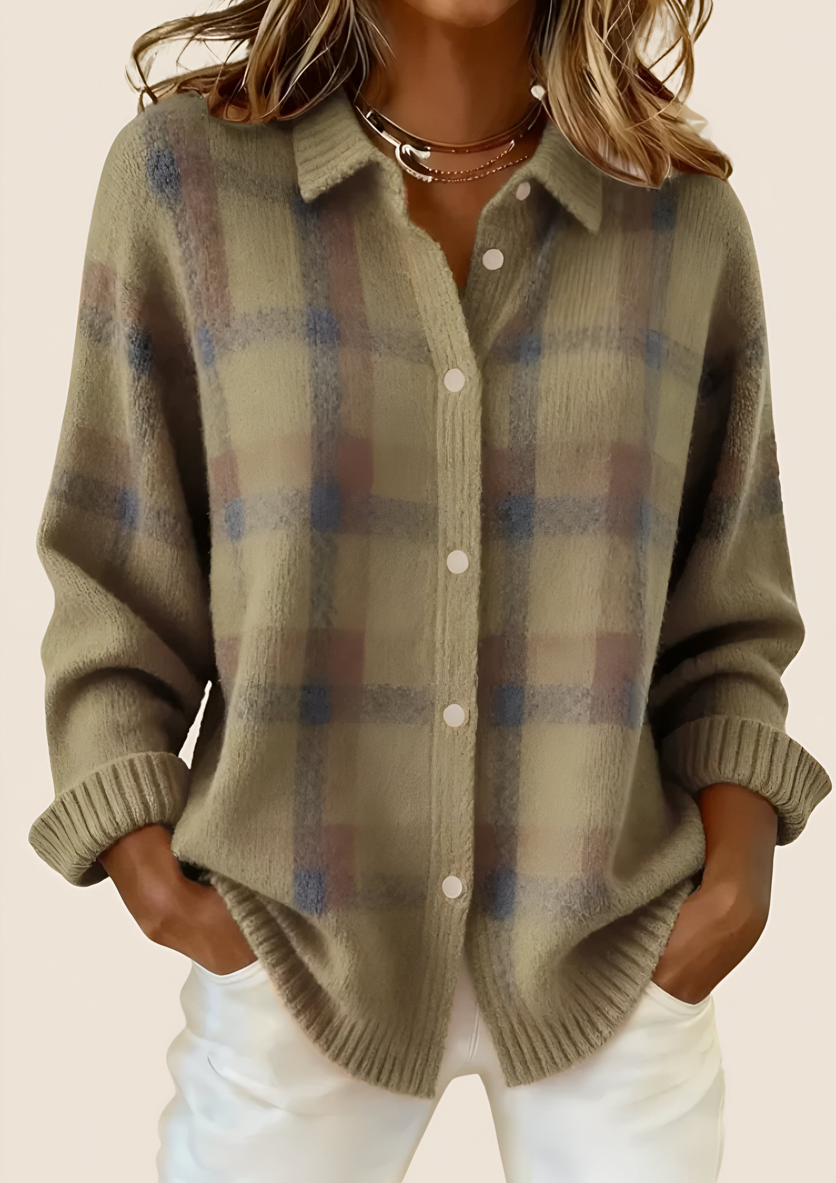 Women's Retro Checkered Cardigan | Relaxed Smart Casual