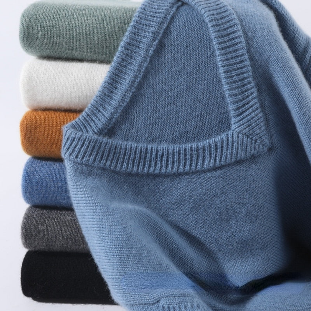 V-Neck Jumper | Men Plain Minimal Knit