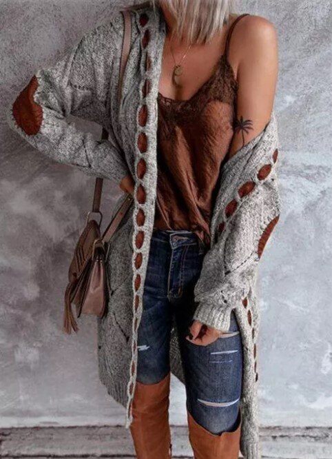 Women's Longline Knitted Cardigan | Open