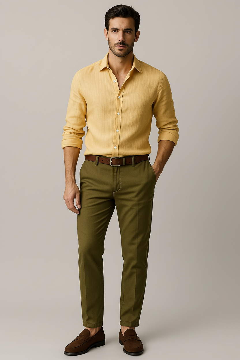 Men’s Linen Vintage Button-Up Shirt – Lightweight Smart-Casual Essential