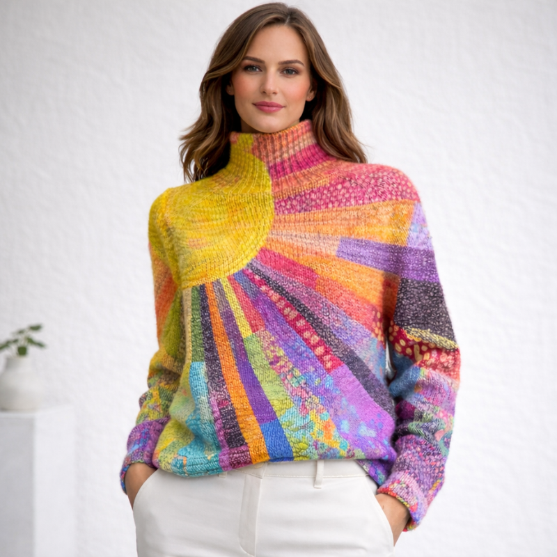 Women’s Multicolor Turtleneck Jumper | Long Sleeve