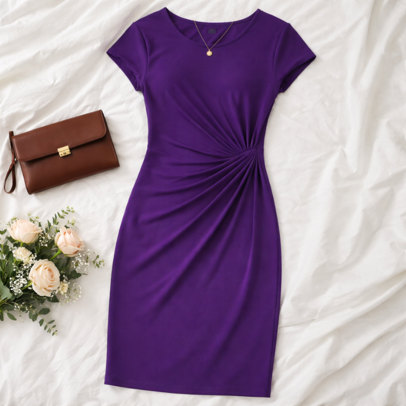 Women’s Short Sleeve Formal Dress | Midi