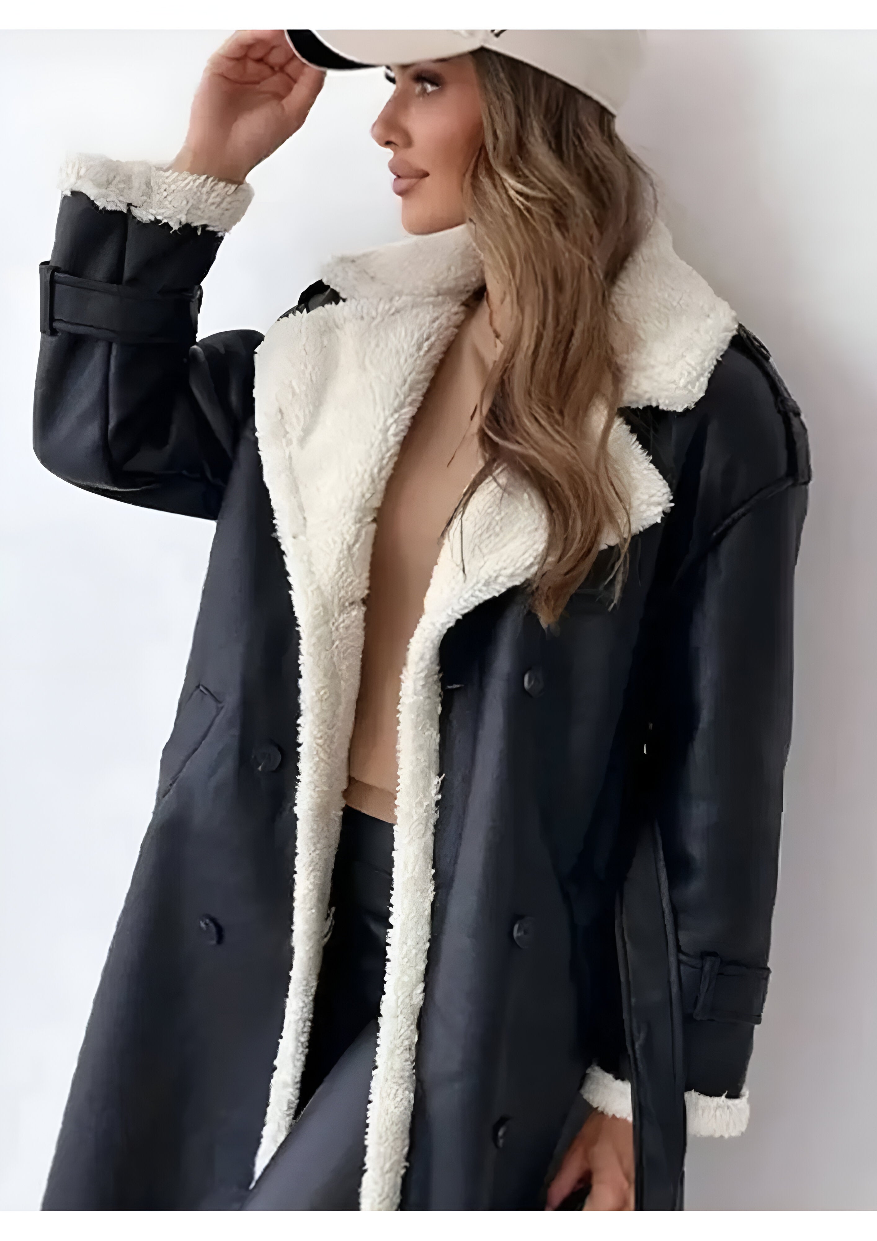 Fleece Lined Long Jacket | Women's Plush Collar