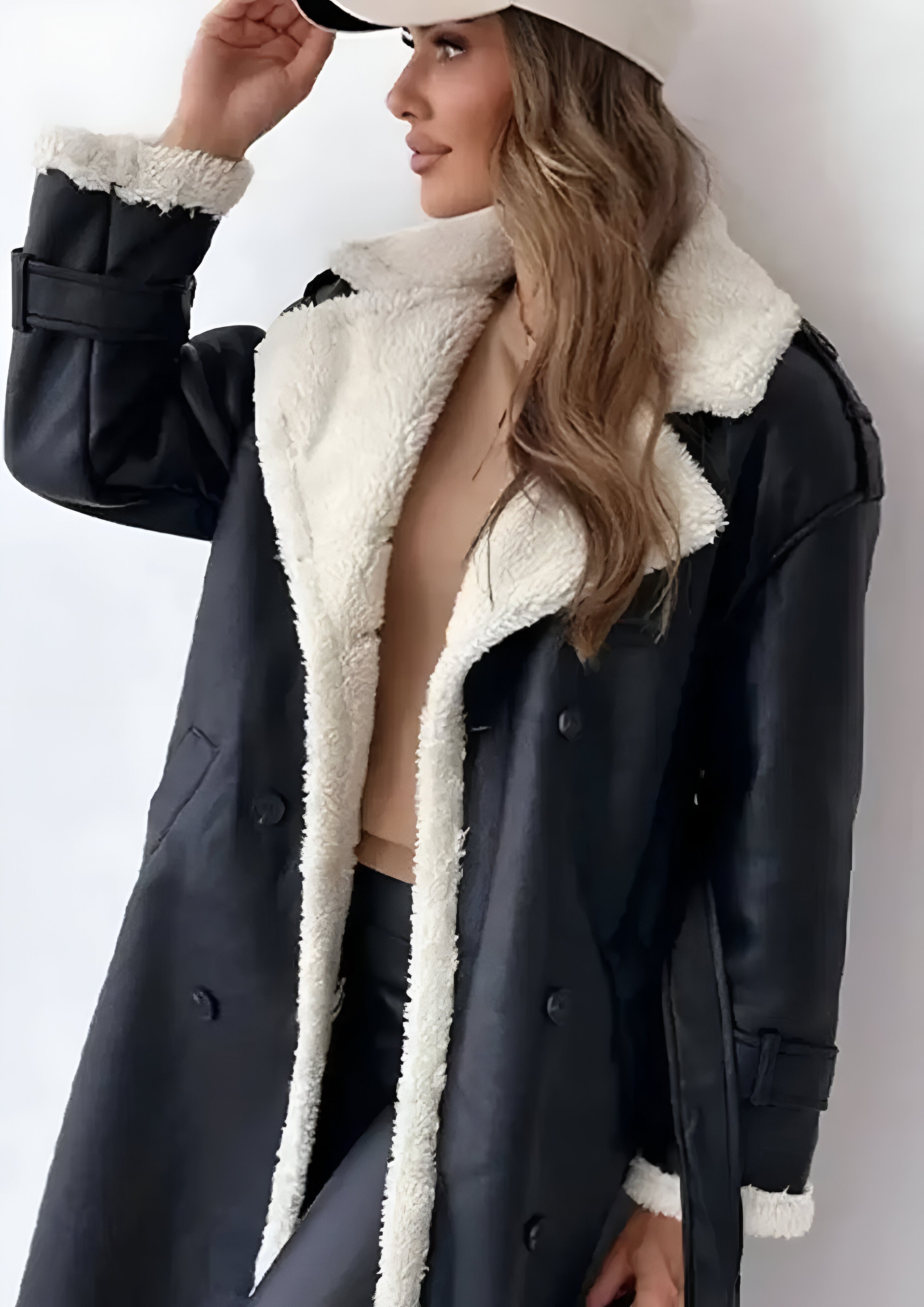 Fleece Lined Long Jacket | Women's Plush Collar