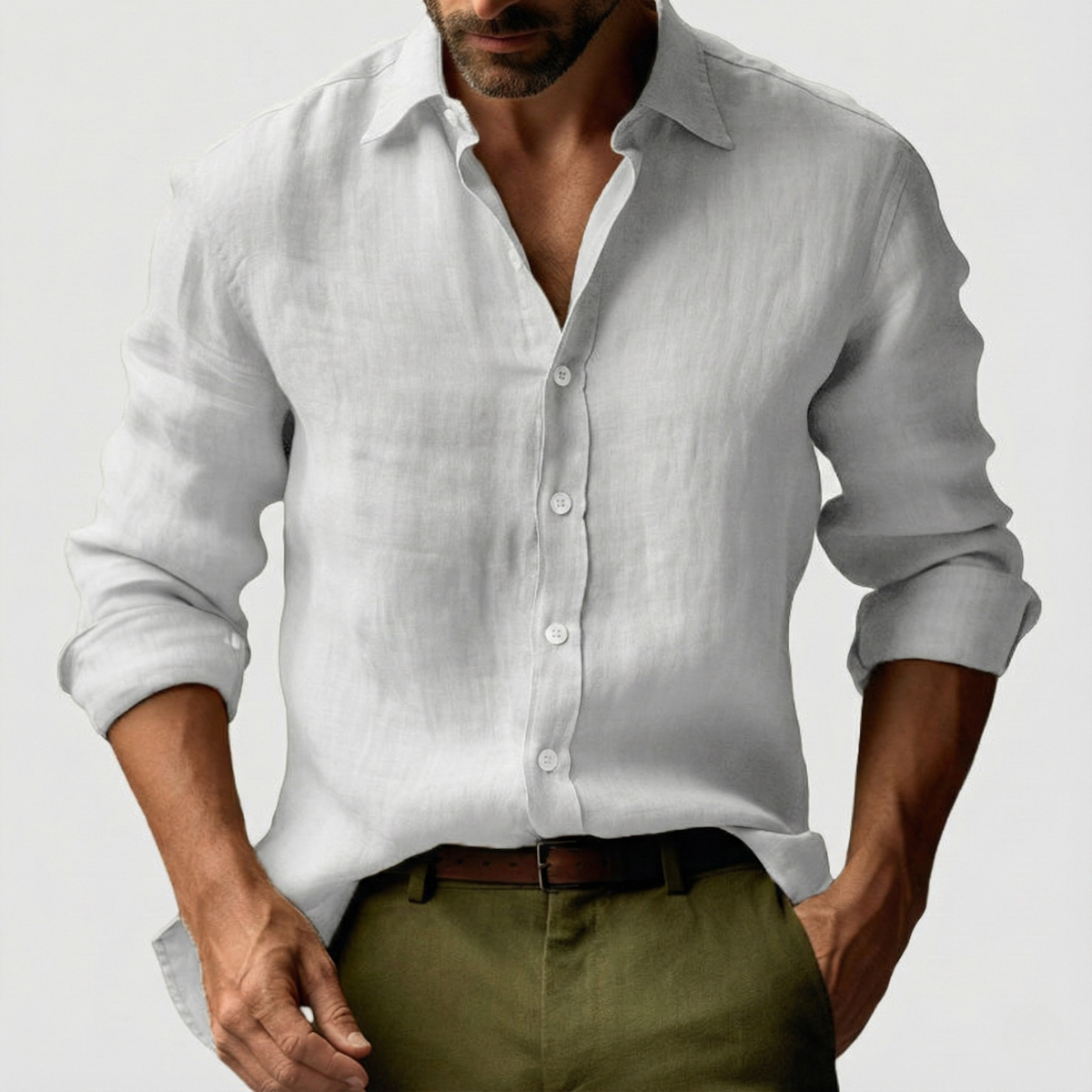 Men’s Linen Vintage Button-Up Shirt – Lightweight Smart-Casual Essential