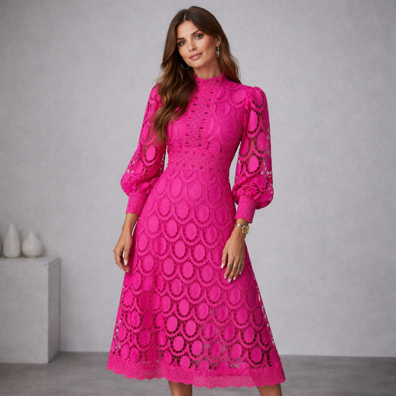 Women’s Puffed Sleeve Formal Dress | Midi